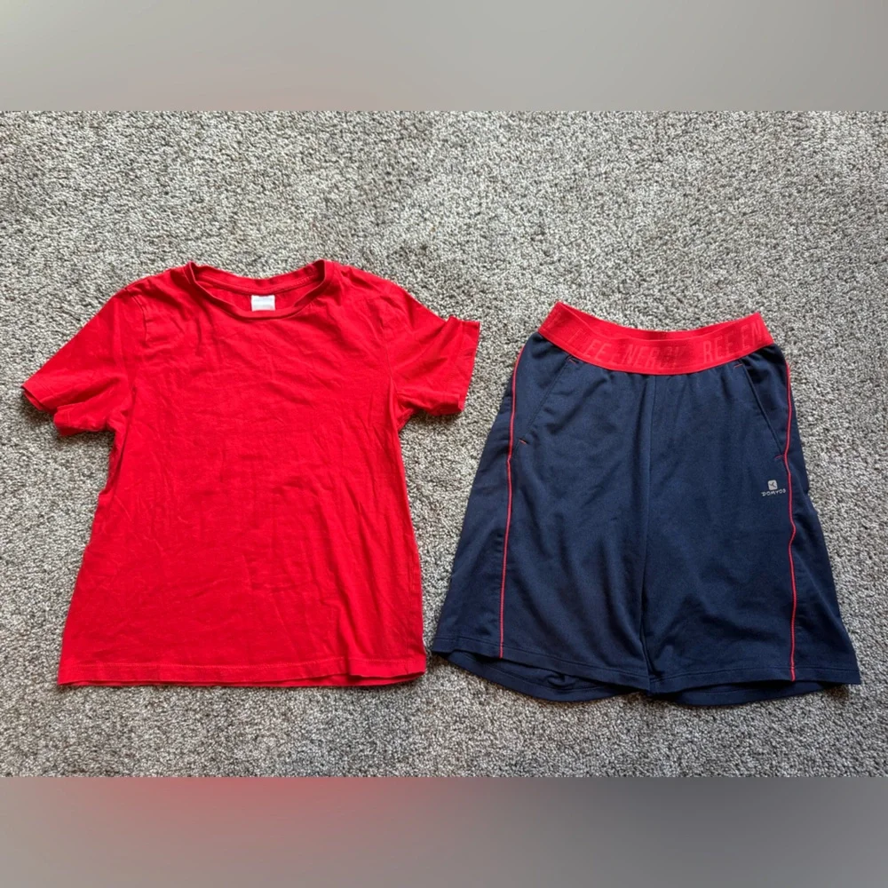 Boys Navy Blue and Red Athletic Set